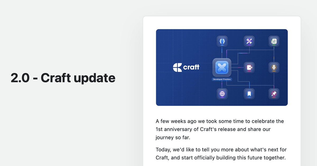 Craft update 2.0